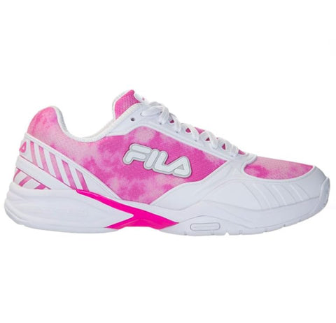 Fila Volley Zone Tie Dye Womens Pickleball Shoe Pink Glo/White/Metallic Silver