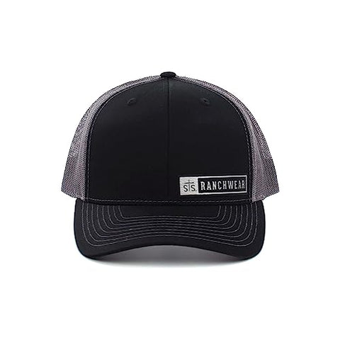 STS Ranchwear Men's Bar Patch Hat: Classic Trucker Style, Cotton-Poly Blend & Adjustable Snapback Black/Charcoal
