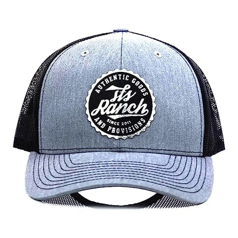 STS Ranchwear Bottle Cap Patch Hat - Adjustable Snapback Trucker Style Hat, Gray/Black