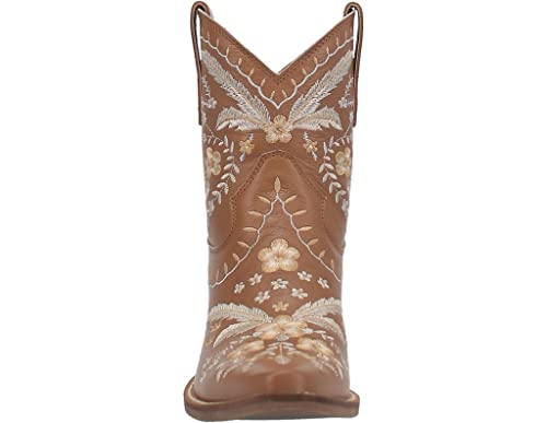 Dingo Womens Primrose Embroidered Floral Snip Toe Boots Ankle Mid Heel 2-3" - Yellow