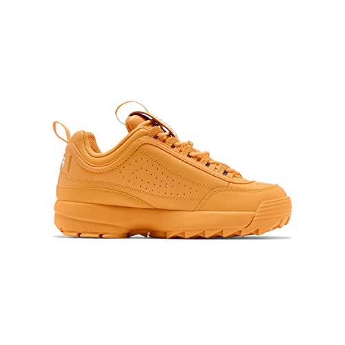 Fila Women's Disruptor II Premium Comfortable Sneakers, Marigold/White/Marigold, 10