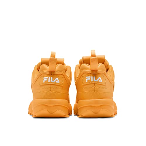 Fila Women's Disruptor II Premium Comfortable Sneakers, Marigold/White/Marigold, 10