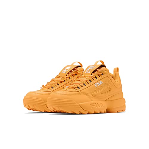 Fila Women's Disruptor II Premium Comfortable Sneakers, Marigold/White/Marigold, 10