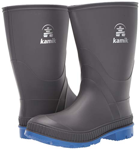 Kamik Baby Stomp Rain Boot, CHARCOAL/BLUE, 5 M US Toddler