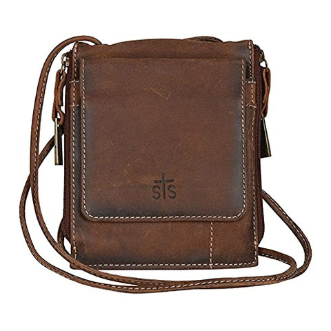 STS Ranchwear Baroness Euro Crossbody Ladies Leather Zip Brown