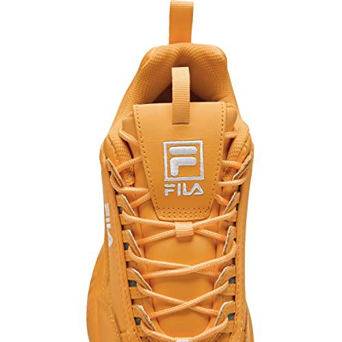 Fila Women's Disruptor II Premium Comfortable Sneakers, Marigold/White/Marigold, 10