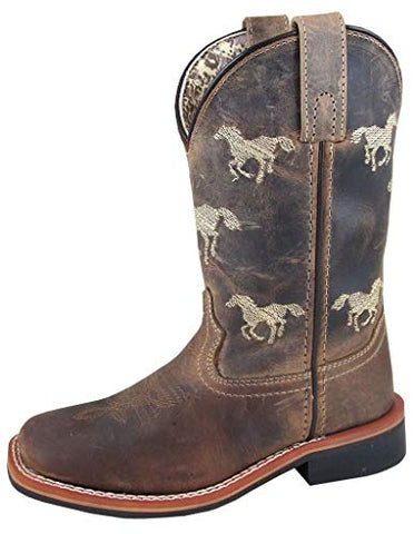 Smoky Mountain Boots | Rancher Series | Youth Western Boot | Square Toe | Durable Leather Material | Rubber Sole & Block Heel | Tricot Lining & Leather Upper