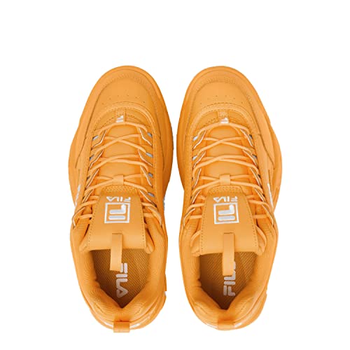 Fila Women's Disruptor II Premium Comfortable Sneakers, Marigold/White/Marigold, 10