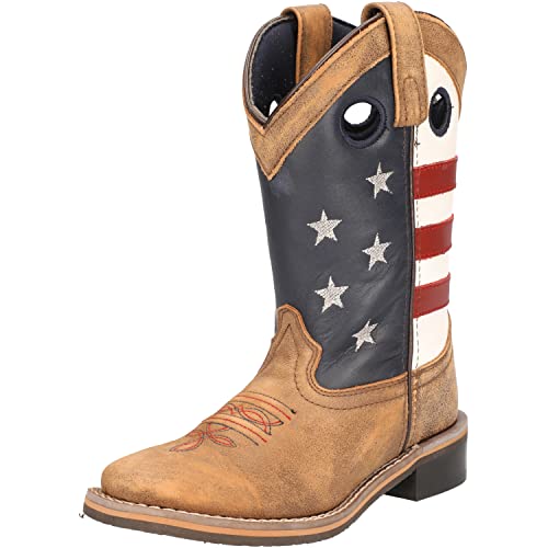 Smoky Mountain Boots | Stars & Stripes Series | Youth Western Boot | Square Toe | Genuine Leather | Rubber Sole & Block Heel | Leather Upper & Tricot Lining