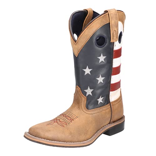 Smoky Mountain Boots | Stars & Stripes Series | Women’s Western Boot | 10-Inch Height | Square Toe | Durable Leather | Rubber Sole & Block Heel | Tricot Lining & Leather Upper | Steel Shank
