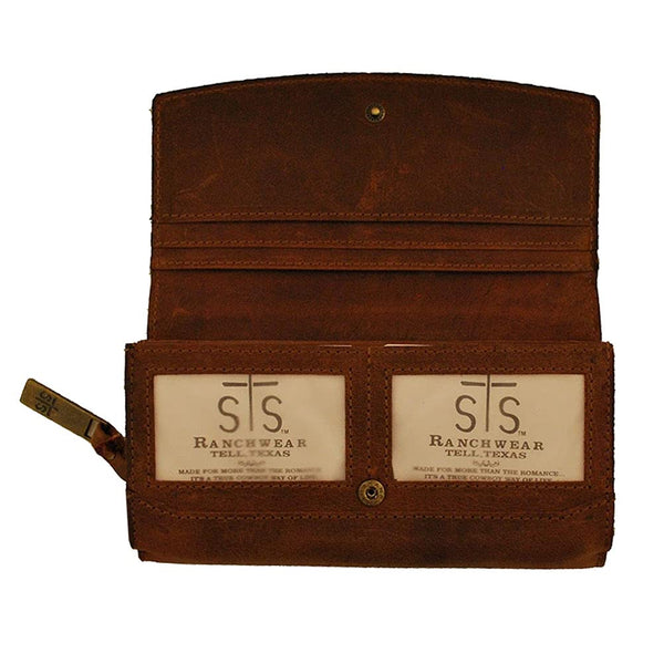STS Ranchwear Women's Leather The Baroness Tri-fold Wallet, Lightweight,Brown, One Size